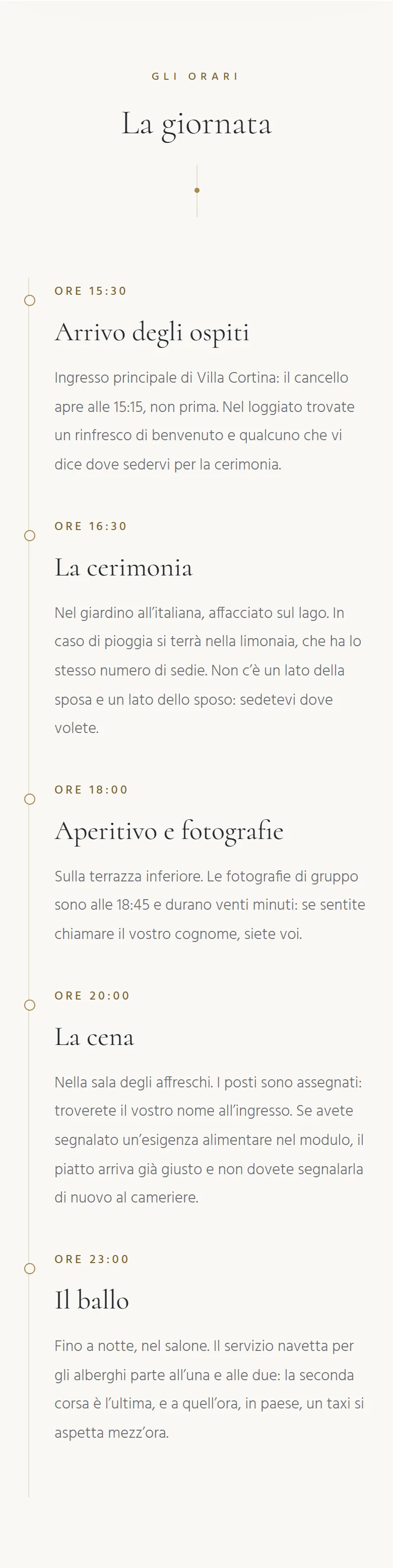 La giornata del modello Beatrice ed Edoardo, con orari e indicazioni